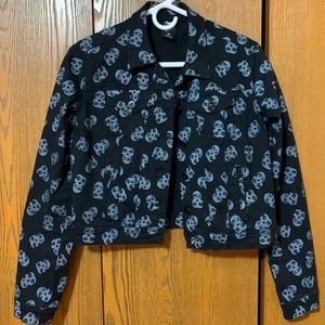 Misfits Logo Print Cropped Jean Jacket
